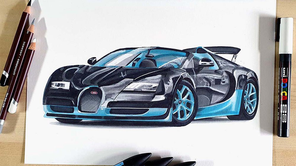 How to Draw a Bugatti Veyron Grand Sport Vitesse - An Easy-to-Follow ...